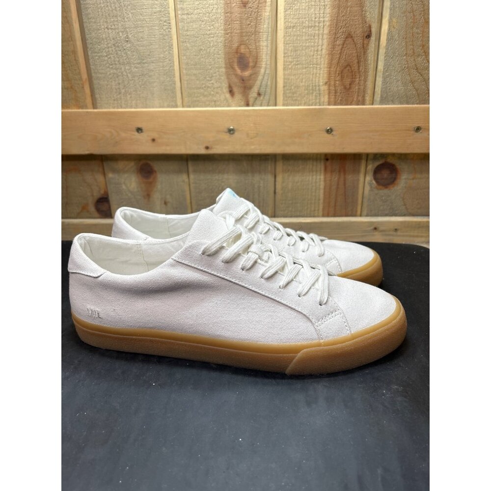 Madewell Mens 10.5/Womens 12 White Canvas Lace-Up Sneakers With Gum Sole